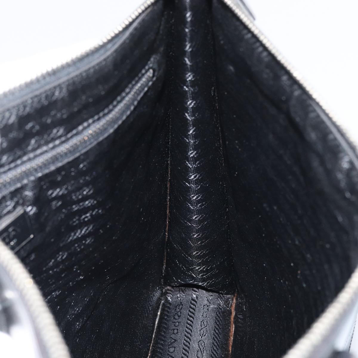 PRADA Tote Bag Enamel Black Silver Auth bs31534