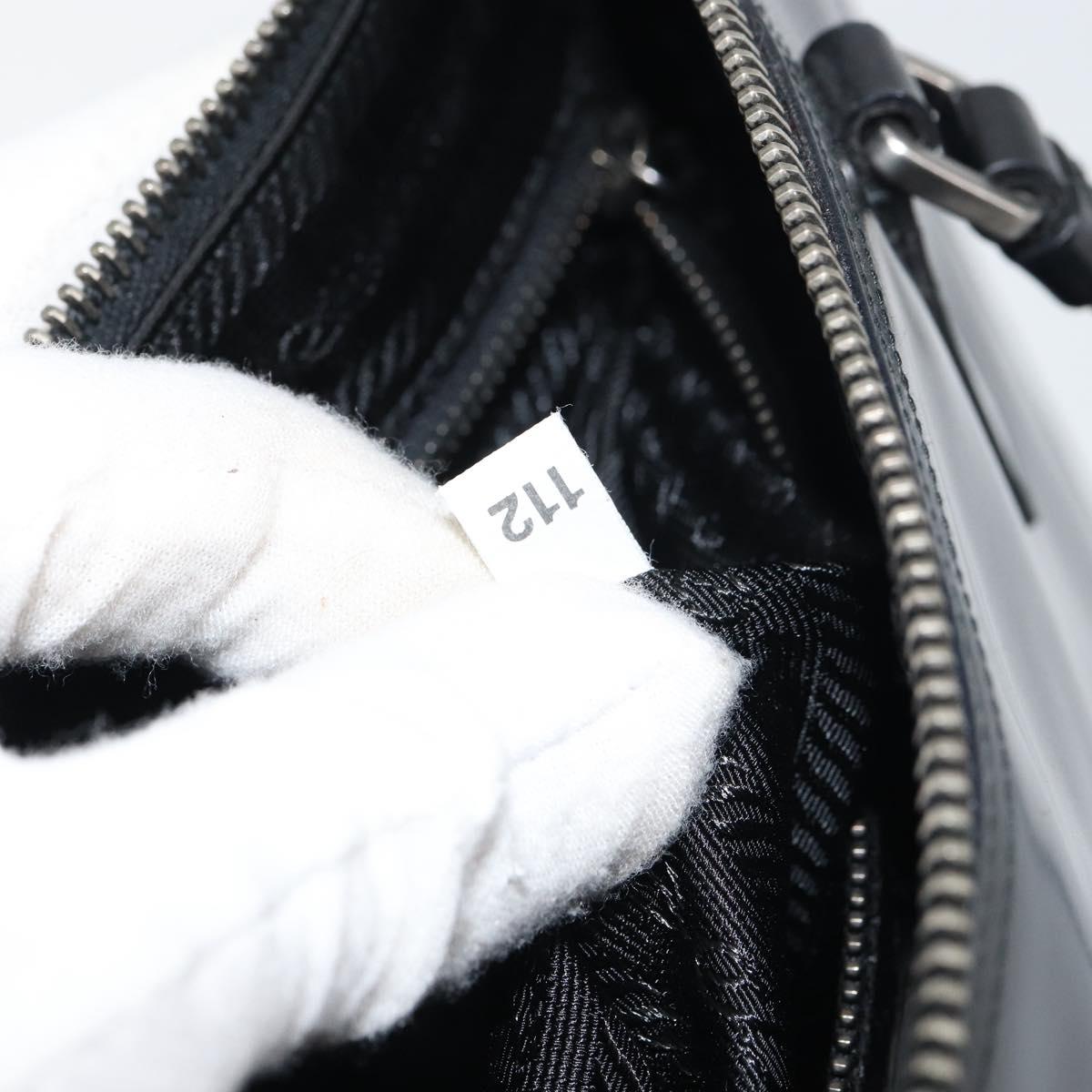 PRADA Tote Bag Enamel Black Silver Auth bs31534