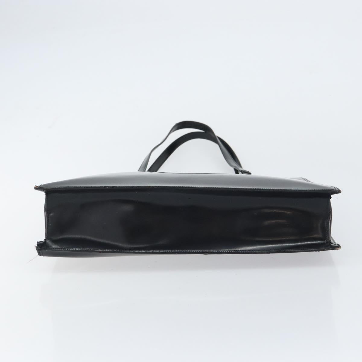 PRADA Tote Bag Enamel Black Silver Auth bs31534