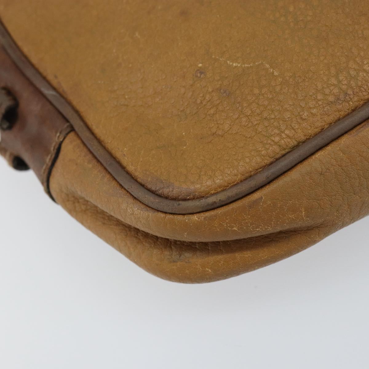 LOEWE Shoulder Bag Leather Beige Gold Auth bs31535