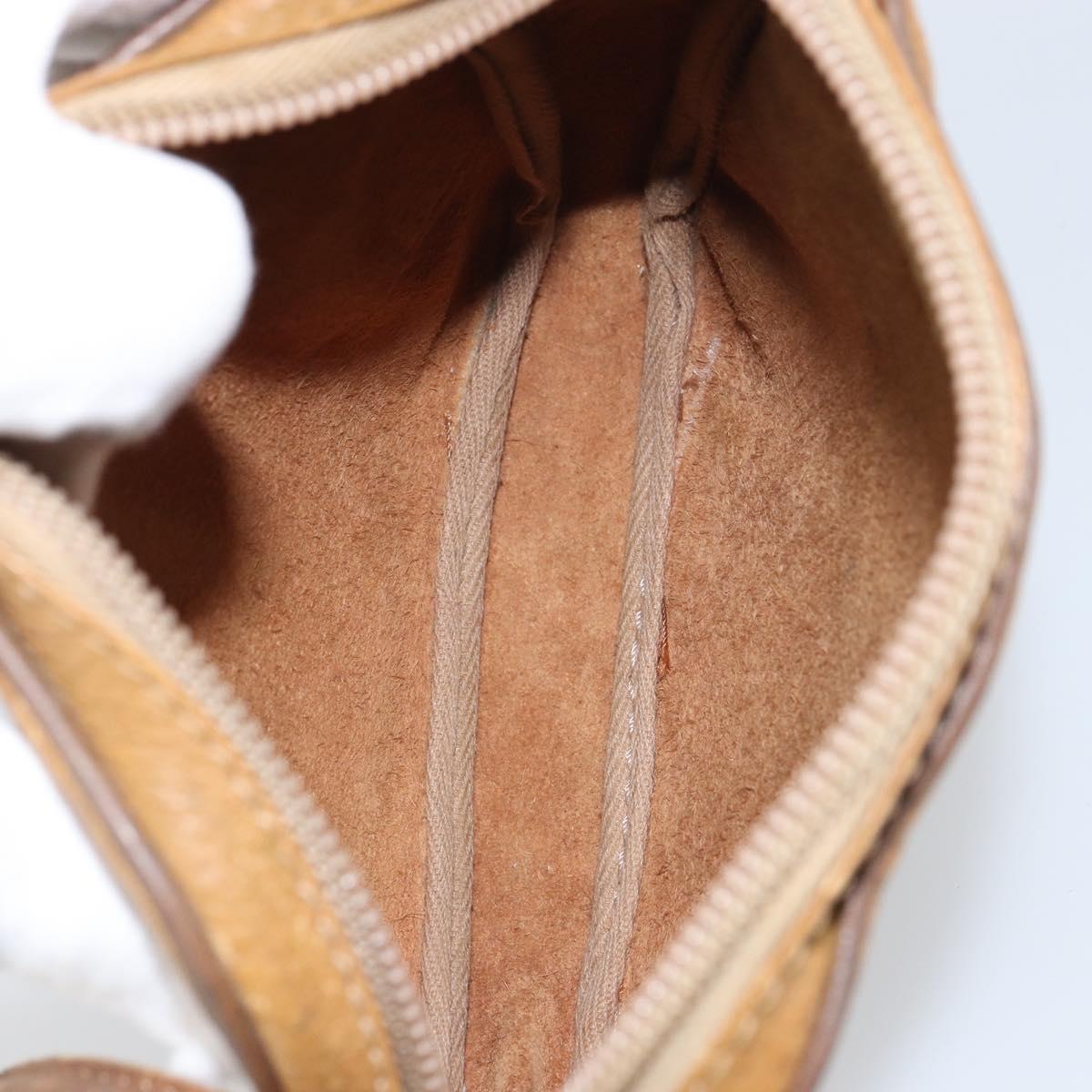 LOEWE Shoulder Bag Leather Beige Gold Auth bs31535