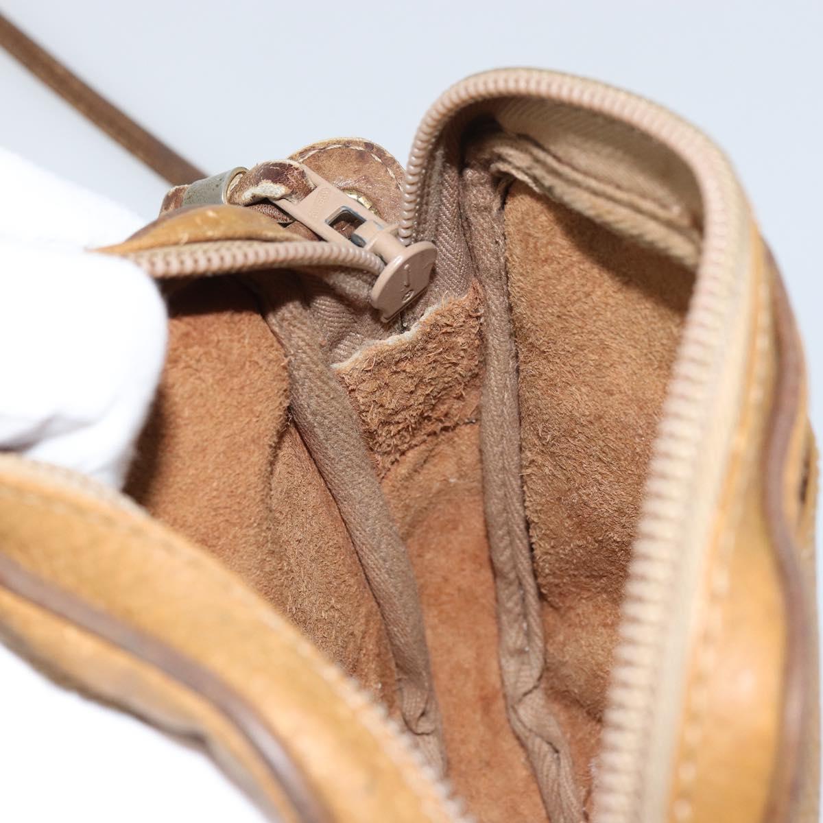 LOEWE Shoulder Bag Leather Beige Gold Auth bs31535