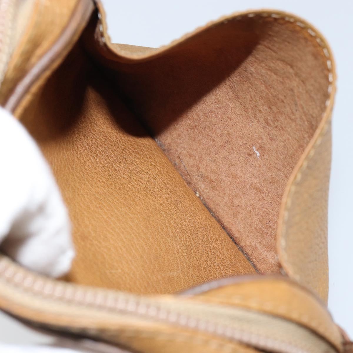 LOEWE Shoulder Bag Leather Beige Gold Auth bs31535