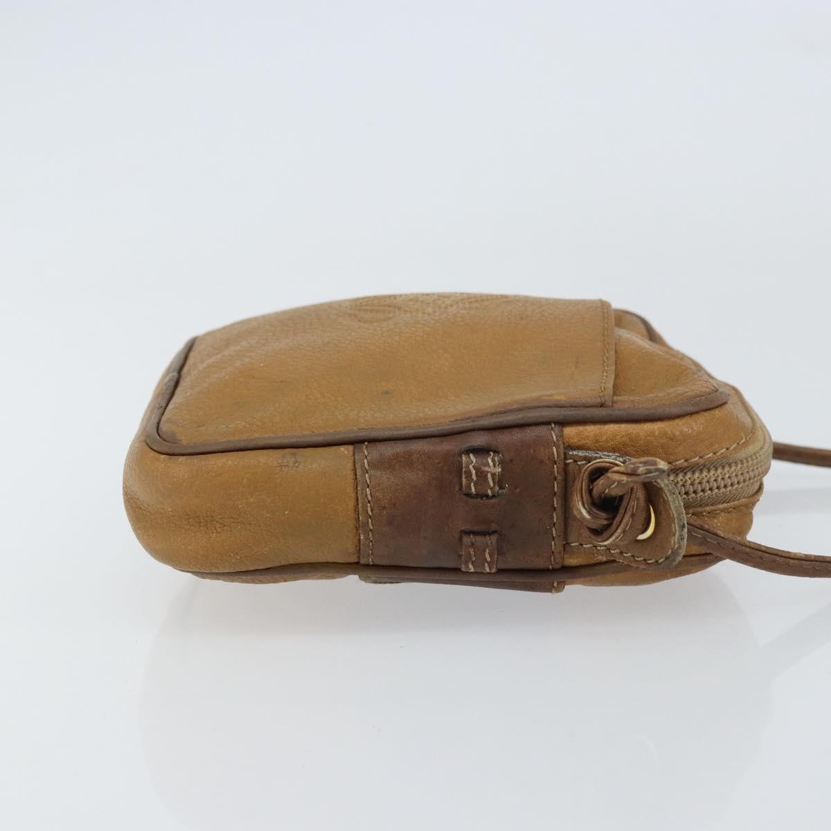 LOEWE Shoulder Bag Leather Beige Gold Auth bs31535