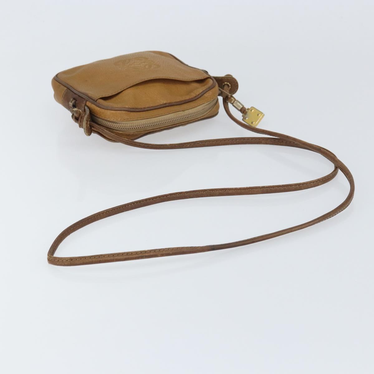 LOEWE Shoulder Bag Leather Beige Gold Auth bs31535