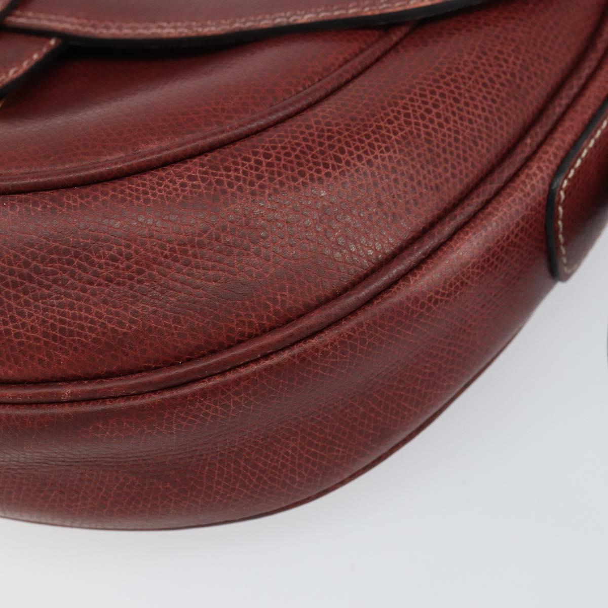 LOEWE Shoulder Bag Leather Bordeaux Gold Auth bs31536