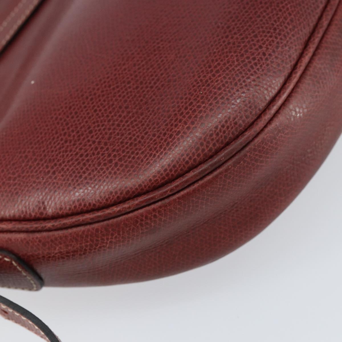 LOEWE Shoulder Bag Leather Bordeaux Gold Auth bs31536