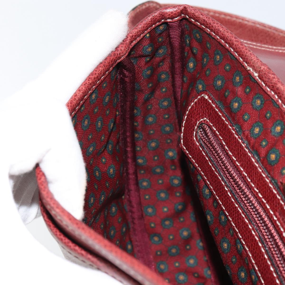 LOEWE Shoulder Bag Leather Bordeaux Gold Auth bs31536