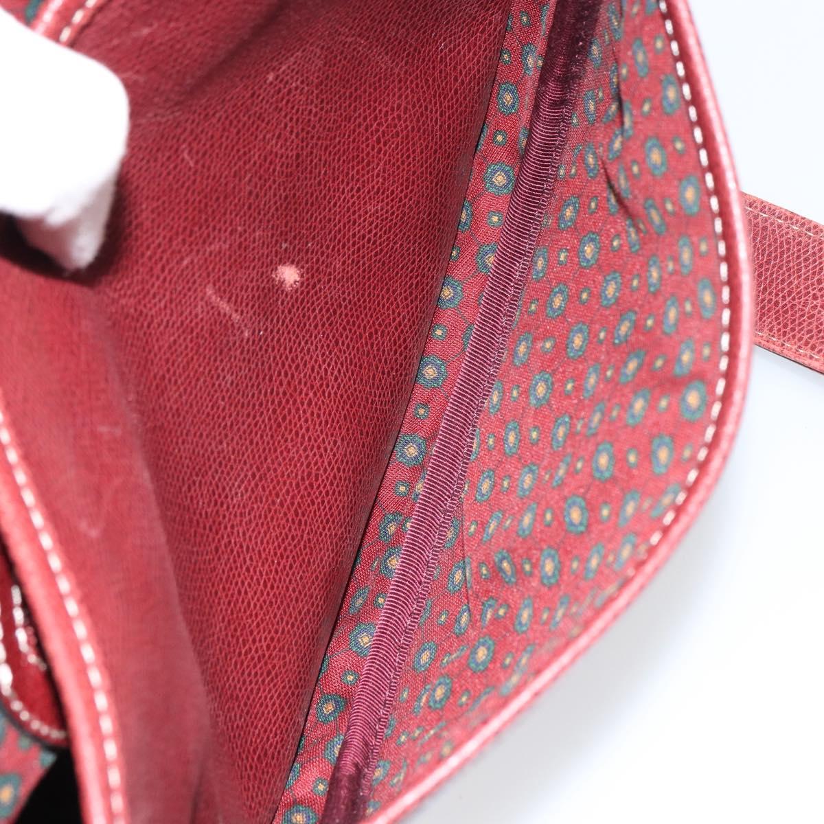 LOEWE Shoulder Bag Leather Bordeaux Gold Auth bs31536