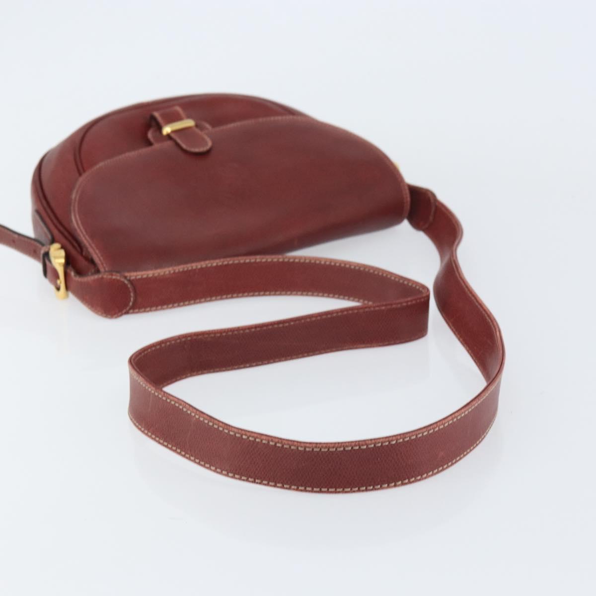 LOEWE Shoulder Bag Leather Bordeaux Gold Auth bs31536