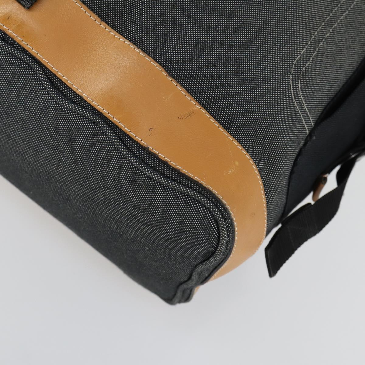 LOEWE Eye Nature Convertible Backpack Canvas Leather Gray Silver Auth bs31537