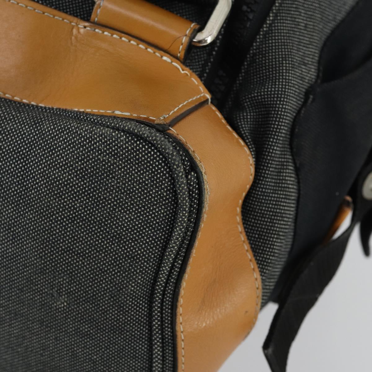 LOEWE Eye Nature Convertible Backpack Canvas Leather Gray Silver Auth bs31537