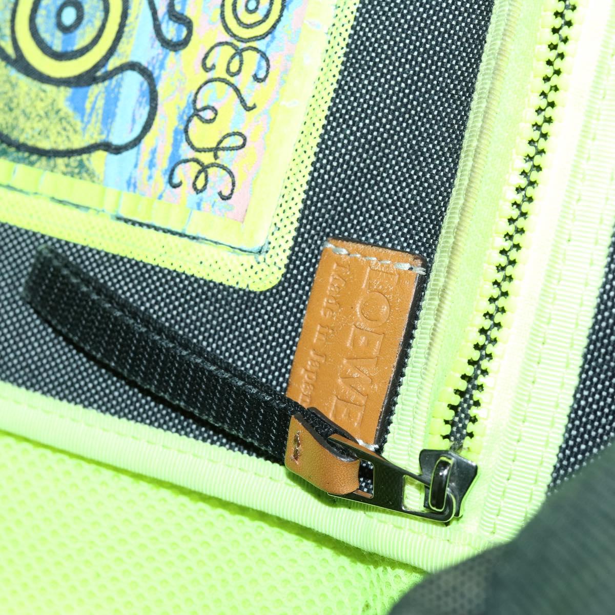 LOEWE Eye Nature Convertible Backpack Canvas Leather Gray Silver Auth bs31537