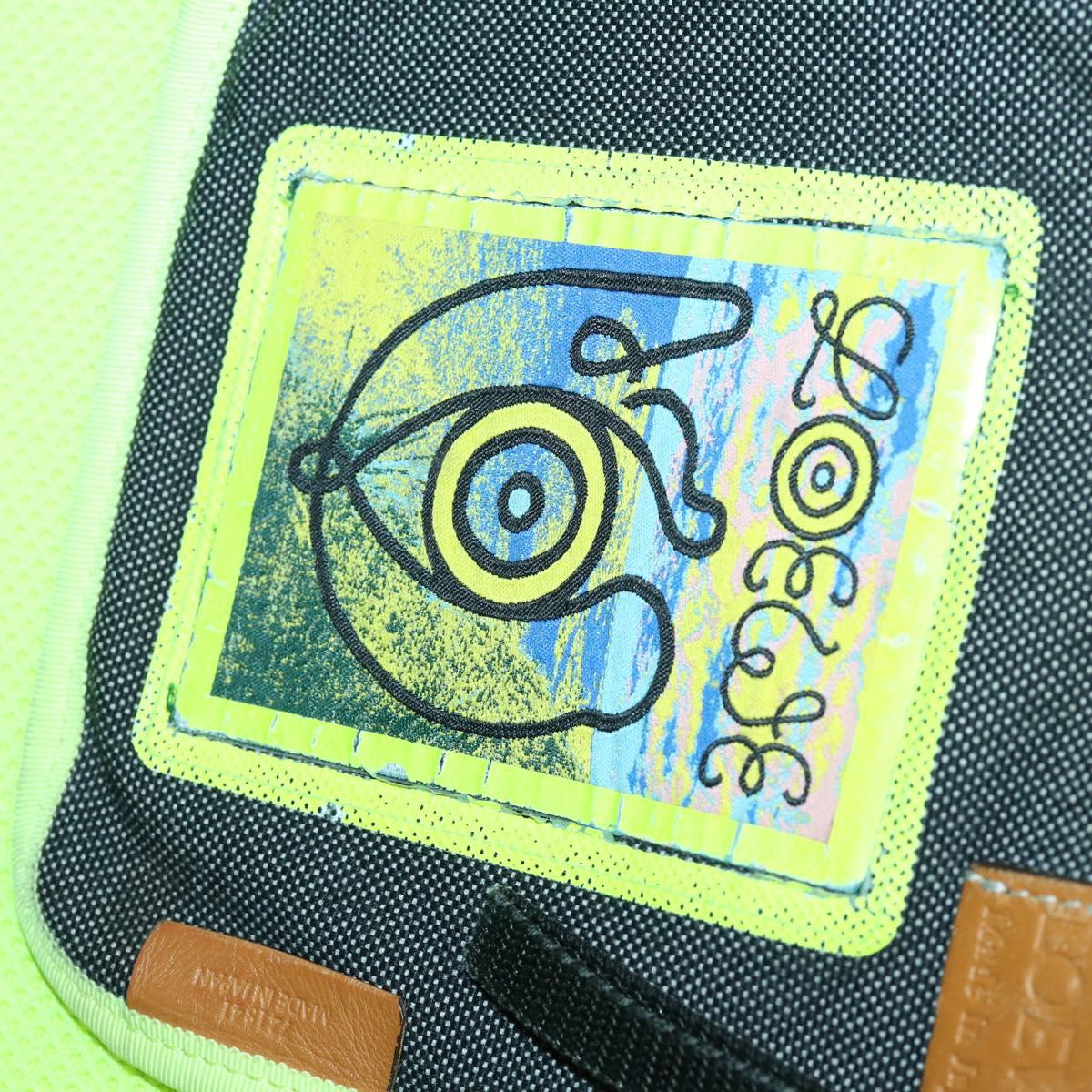 LOEWE Eye Nature Convertible Backpack Canvas Leather Gray Silver Auth bs31537