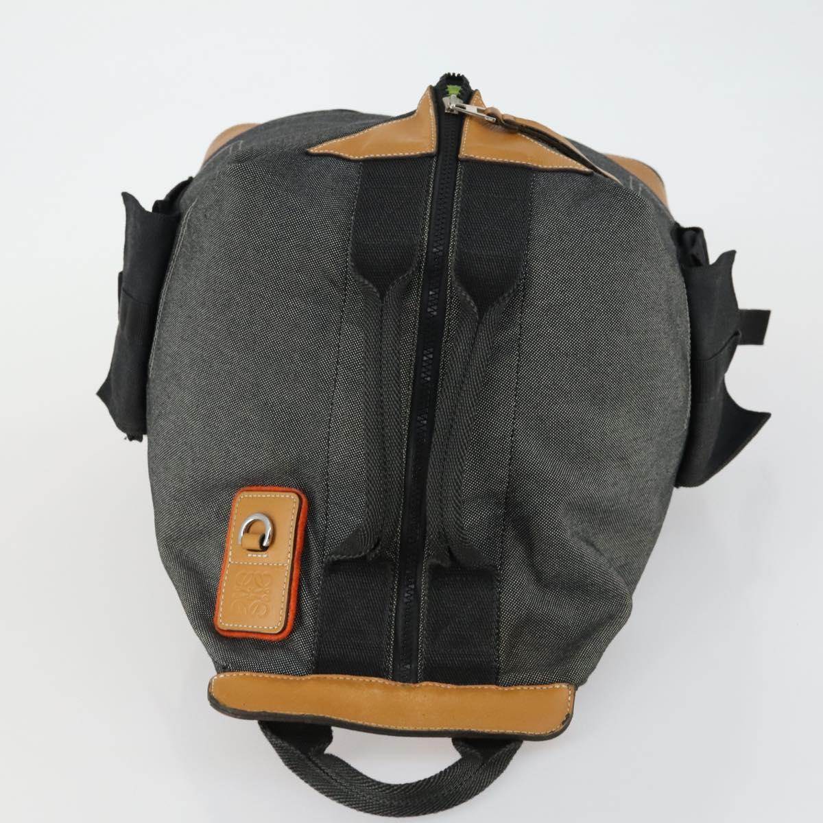 LOEWE Eye Nature Convertible Backpack Canvas Leather Gray Silver Auth bs31537