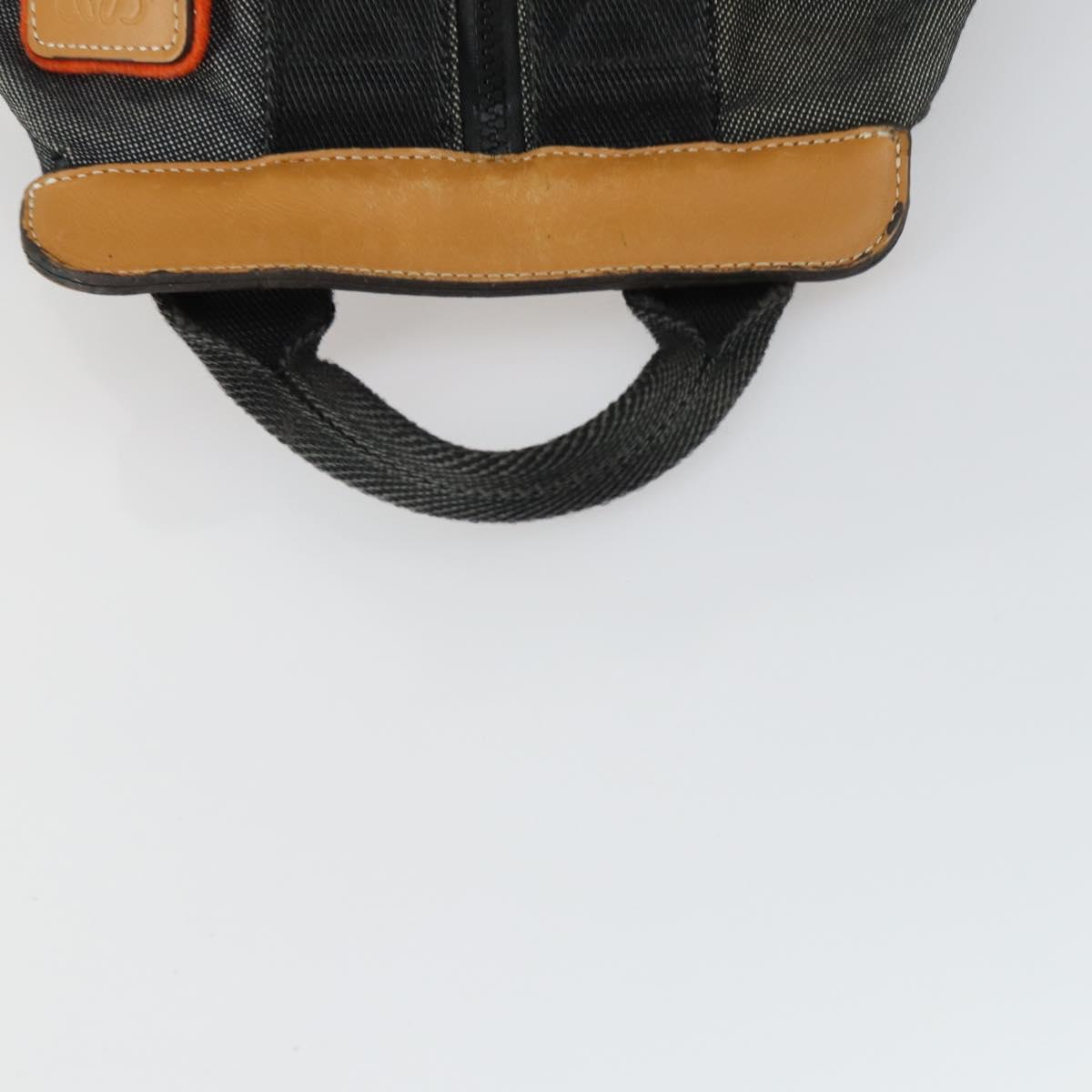 LOEWE Eye Nature Convertible Backpack Canvas Leather Gray Silver Auth bs31537