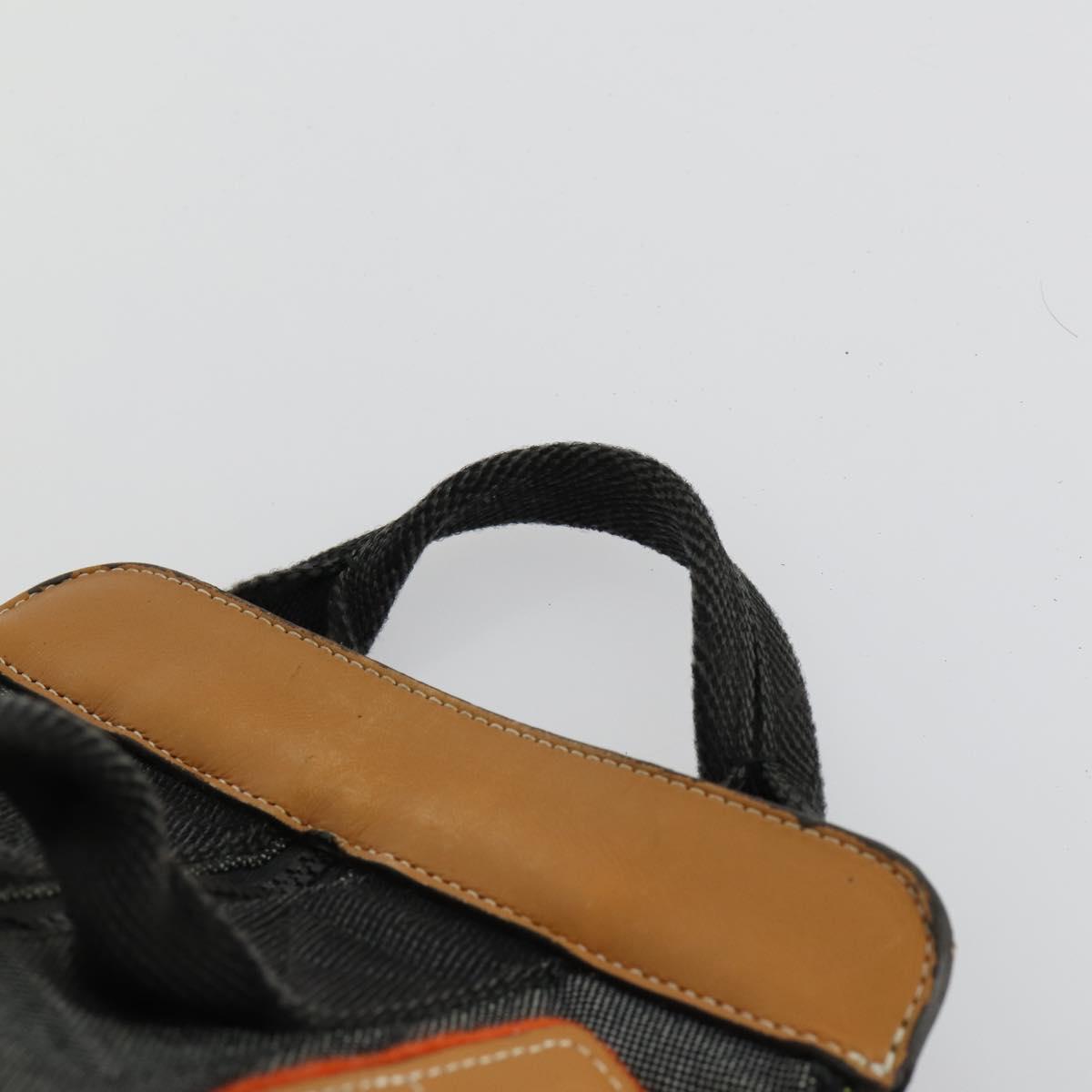 LOEWE Eye Nature Convertible Backpack Canvas Leather Gray Silver Auth bs31537