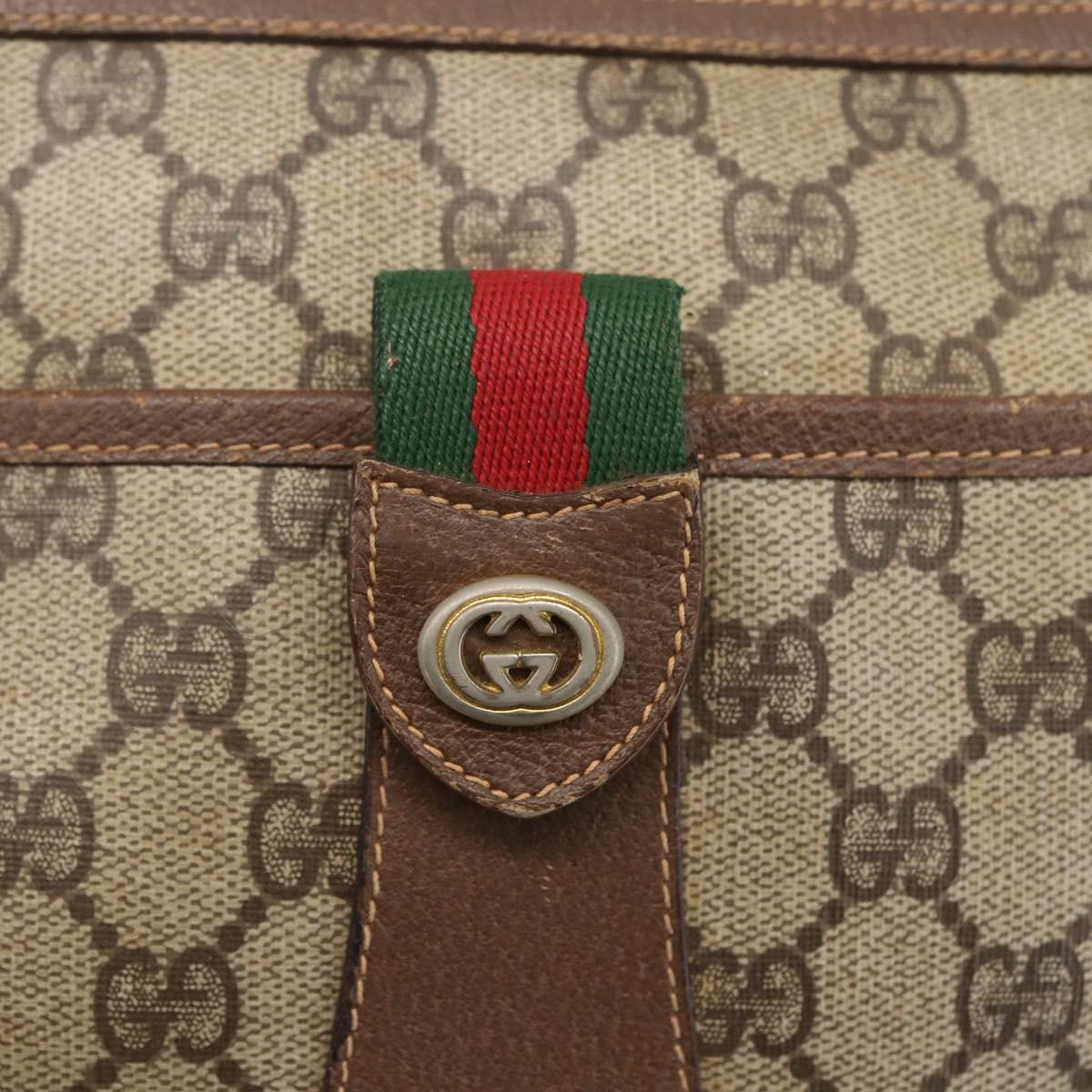 GUCCI GG Supreme Web Sherry Line Bag PVC Beige Gold 89 02 032 Auth bs31538