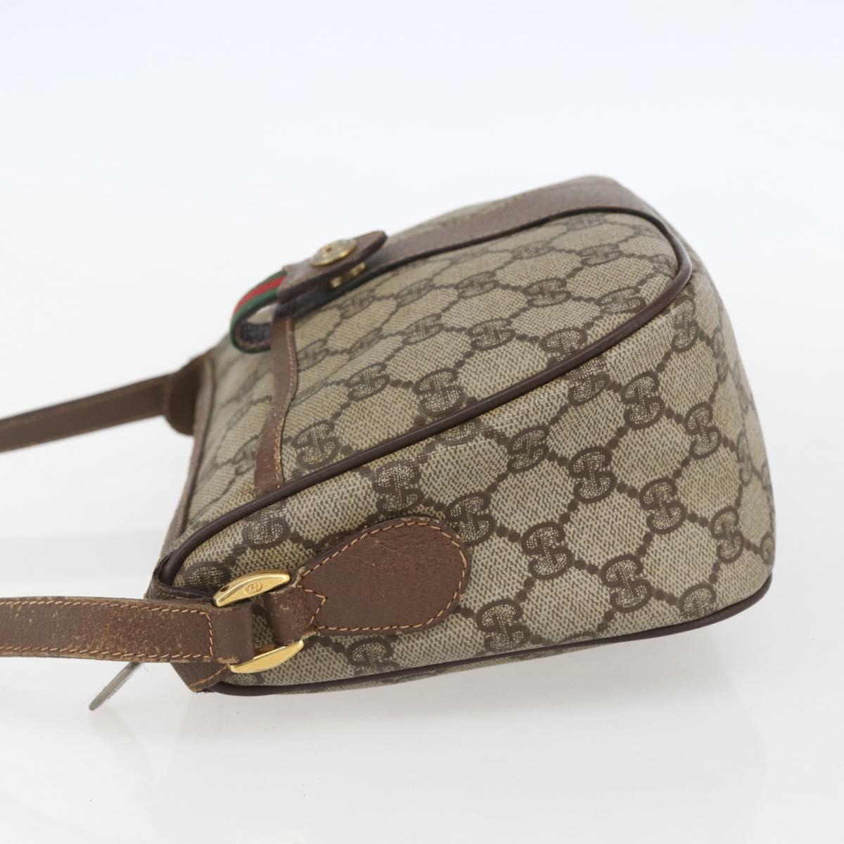 GUCCI GG Supreme Web Sherry Line Bag PVC Beige Gold 89 02 032 Auth bs31538
