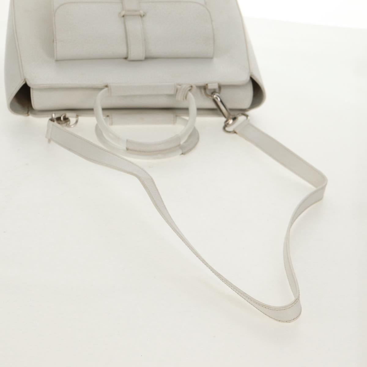 GUCCI Hand Bag Leather 2way White Silver 000 2058 0307 5 Auth bs31539