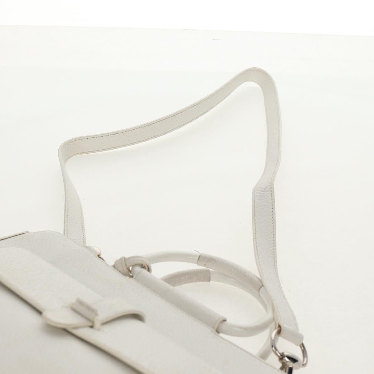 GUCCI Hand Bag Leather 2way White Silver 000 2058 0307 5 Auth bs31539