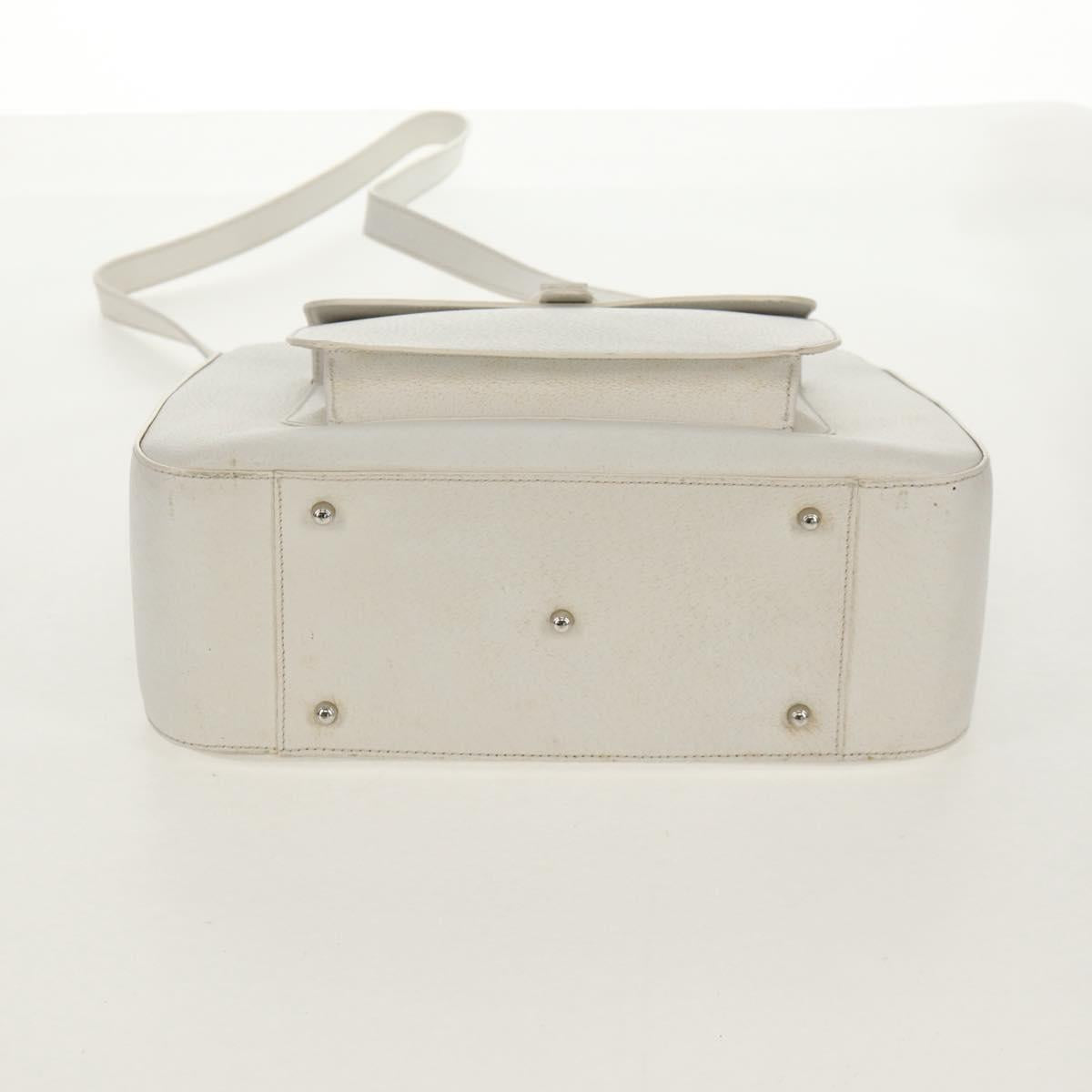 GUCCI Hand Bag Leather 2way White Silver 000 2058 0307 5 Auth bs31539