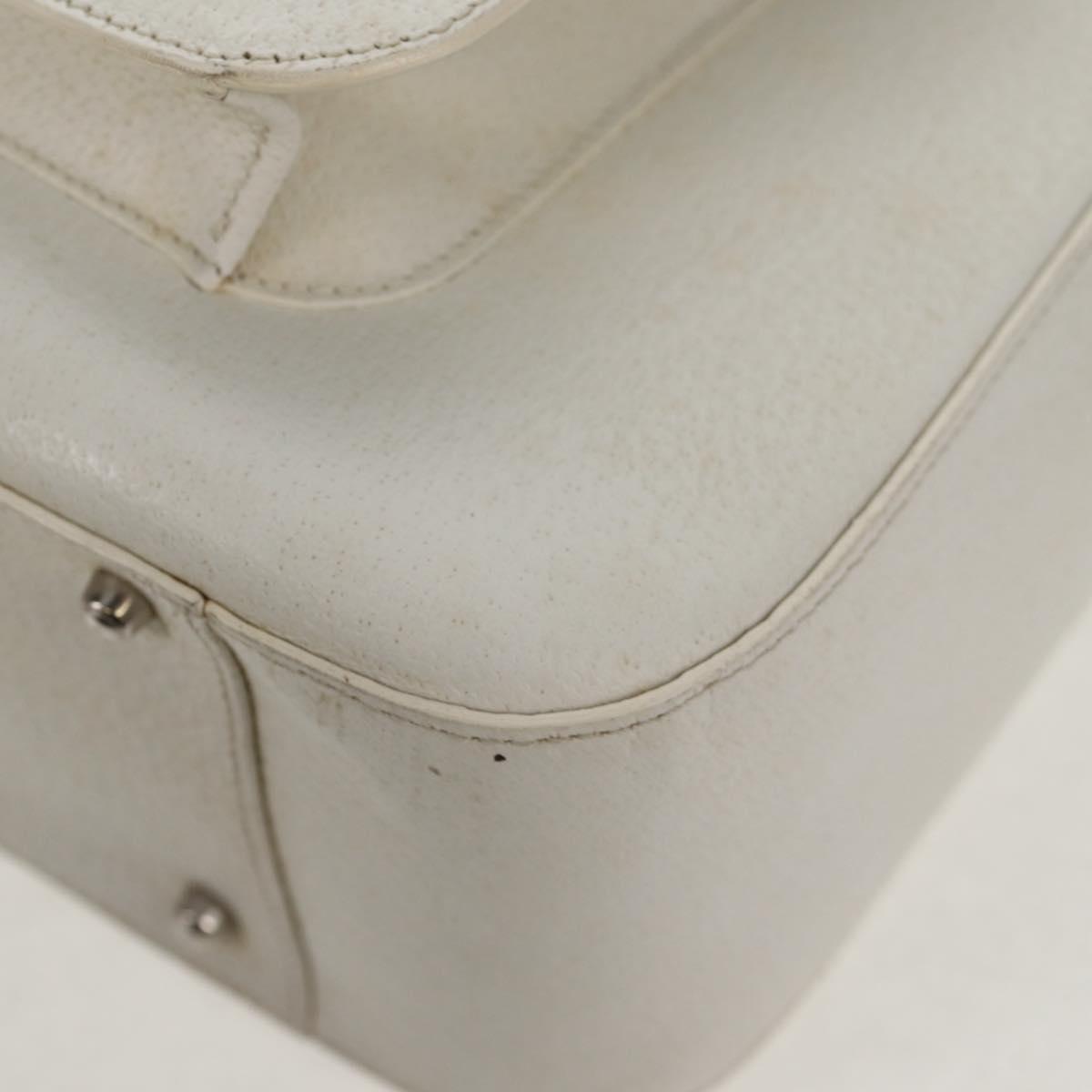 GUCCI Hand Bag Leather 2way White Silver 000 2058 0307 5 Auth bs31539