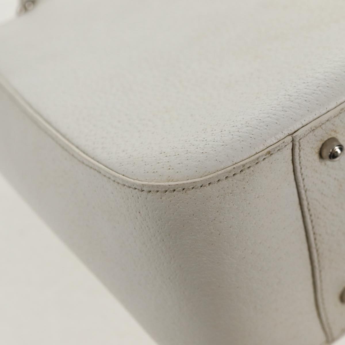 GUCCI Hand Bag Leather 2way White Silver 000 2058 0307 5 Auth bs31539