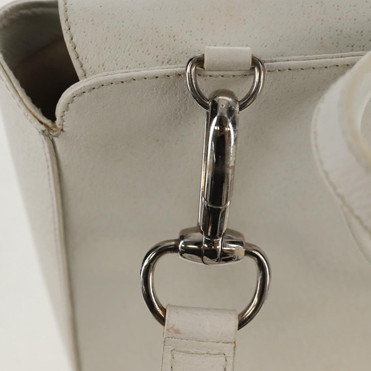 GUCCI Hand Bag Leather 2way White Silver 000 2058 0307 5 Auth bs31539