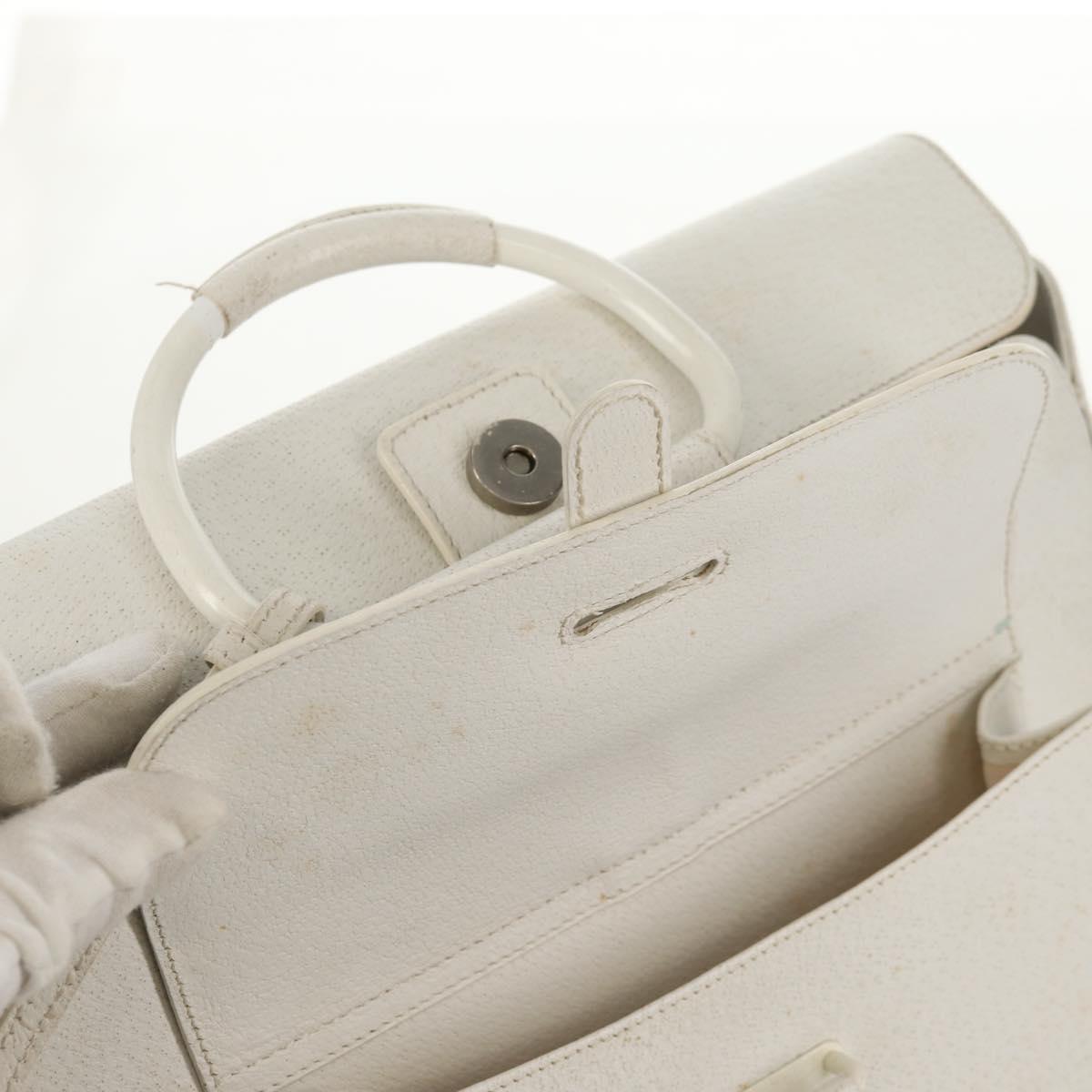 GUCCI Hand Bag Leather 2way White Silver 000 2058 0307 5 Auth bs31539