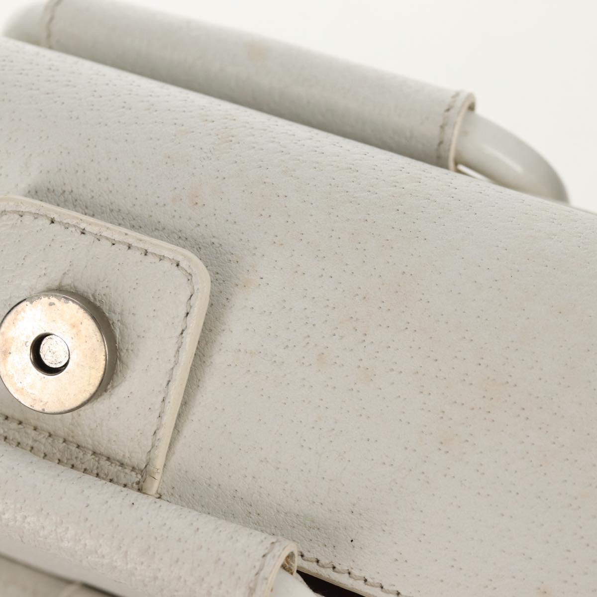 GUCCI Hand Bag Leather 2way White Silver 000 2058 0307 5 Auth bs31539