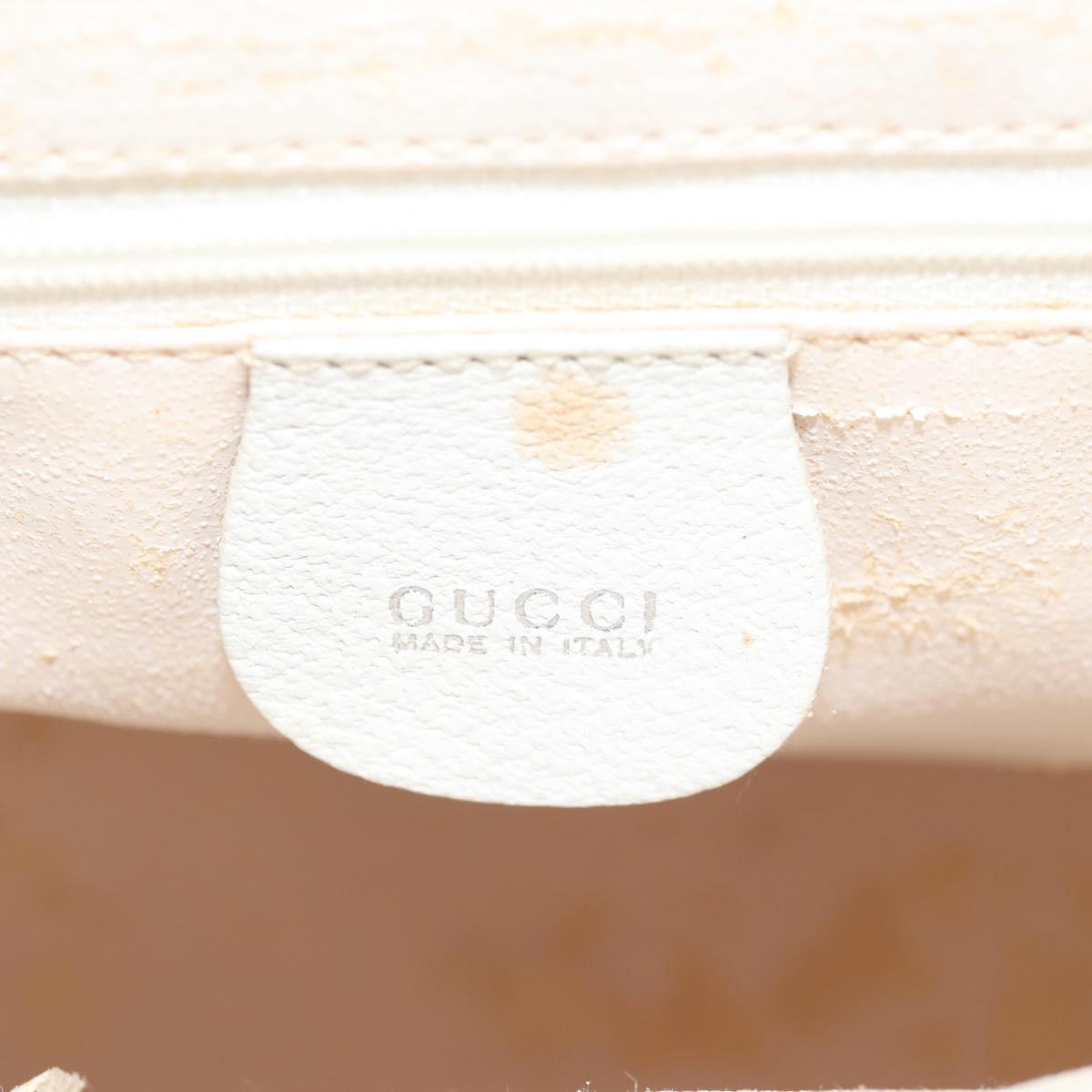 GUCCI Hand Bag Leather 2way White Silver 000 2058 0307 5 Auth bs31539