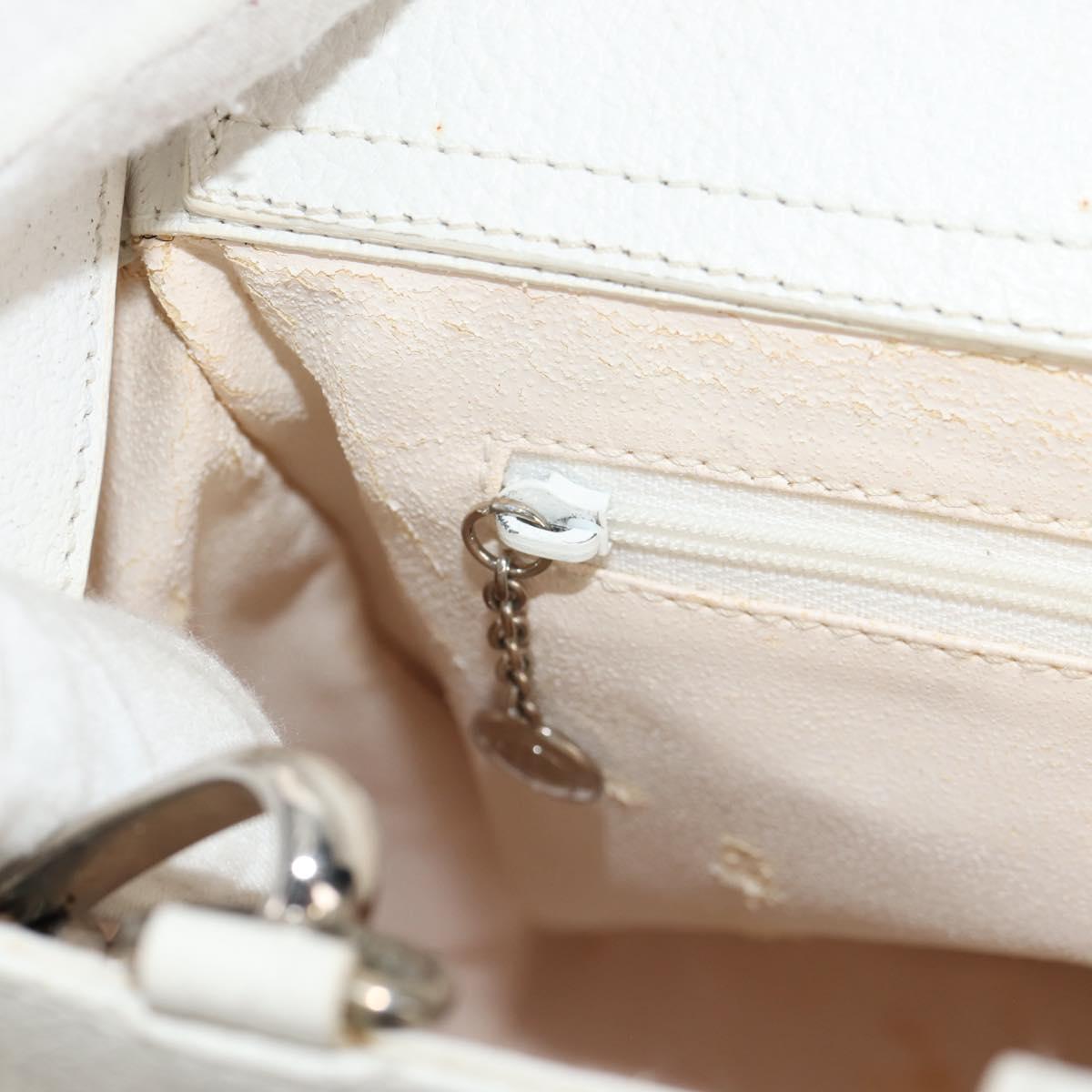 GUCCI Hand Bag Leather 2way White Silver 000 2058 0307 5 Auth bs31539