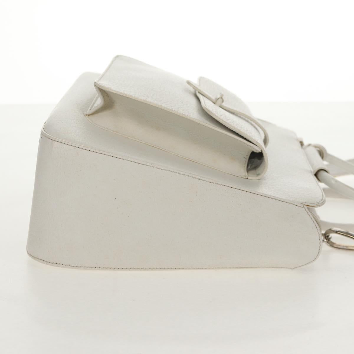 GUCCI Hand Bag Leather 2way White Silver 000 2058 0307 5 Auth bs31539