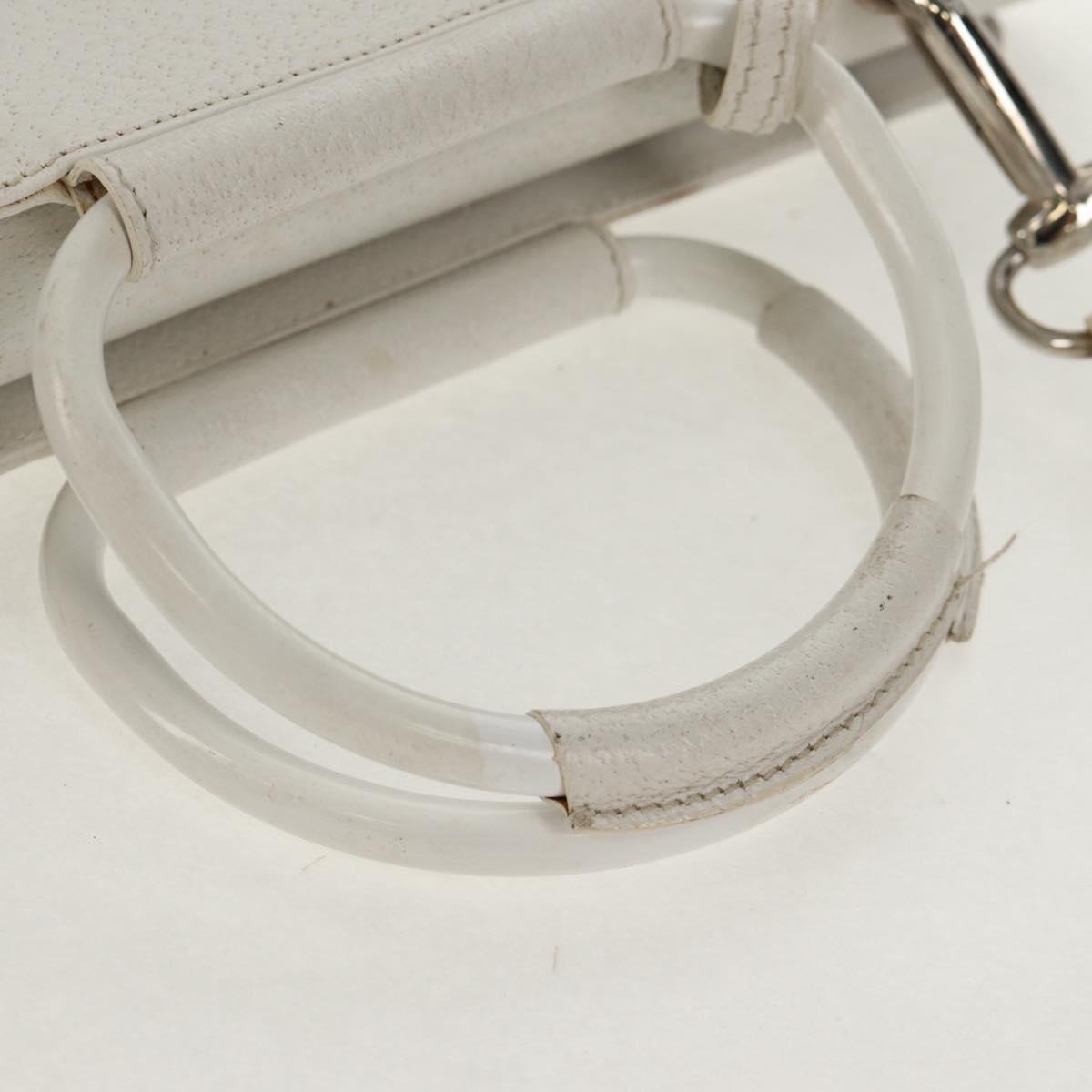 GUCCI Hand Bag Leather 2way White Silver 000 2058 0307 5 Auth bs31539