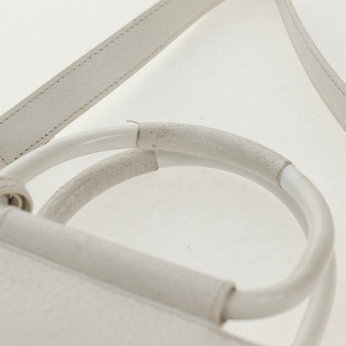 GUCCI Hand Bag Leather 2way White Silver 000 2058 0307 5 Auth bs31539