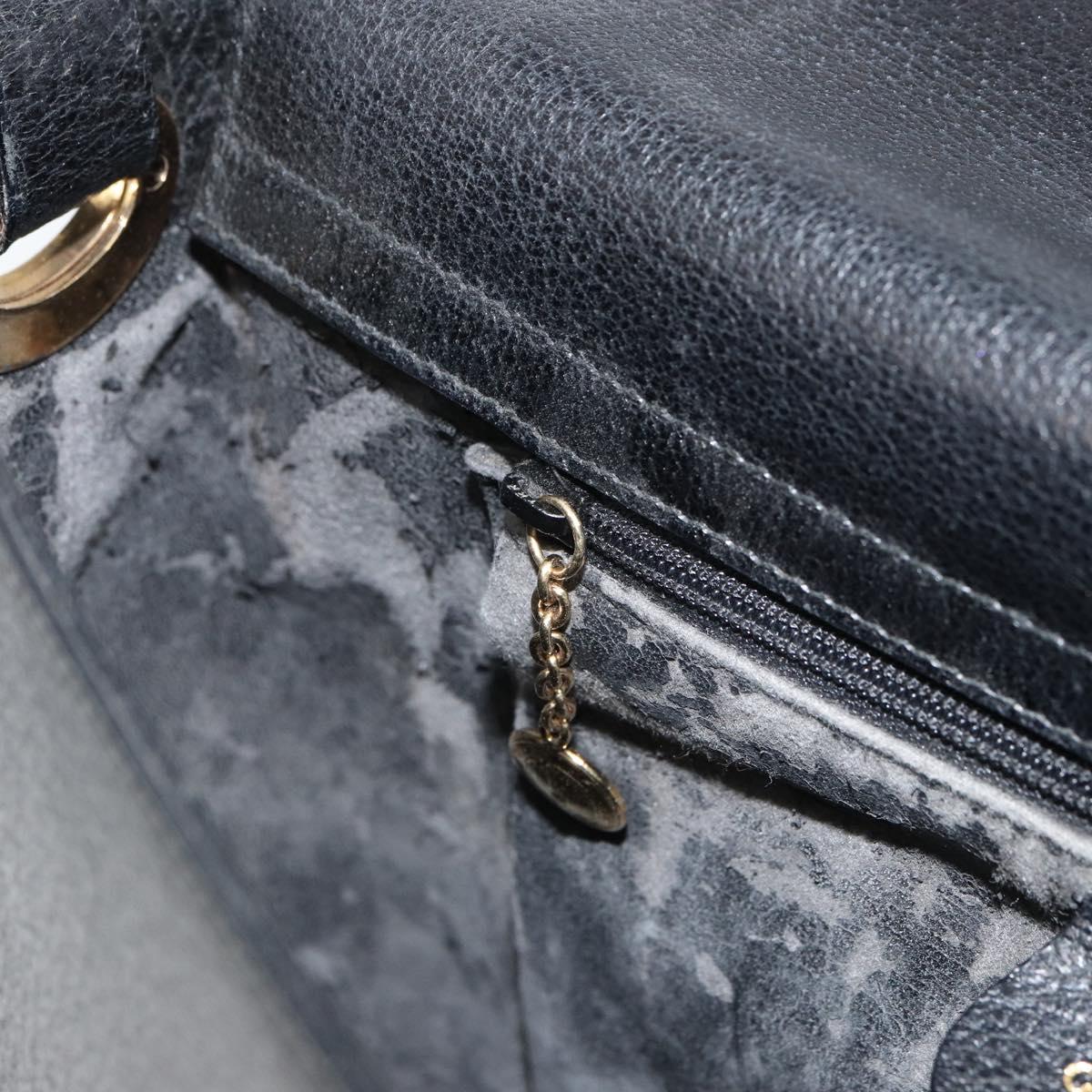 GUCCI Shoulder Bag Leather Black Gold Auth bs31540