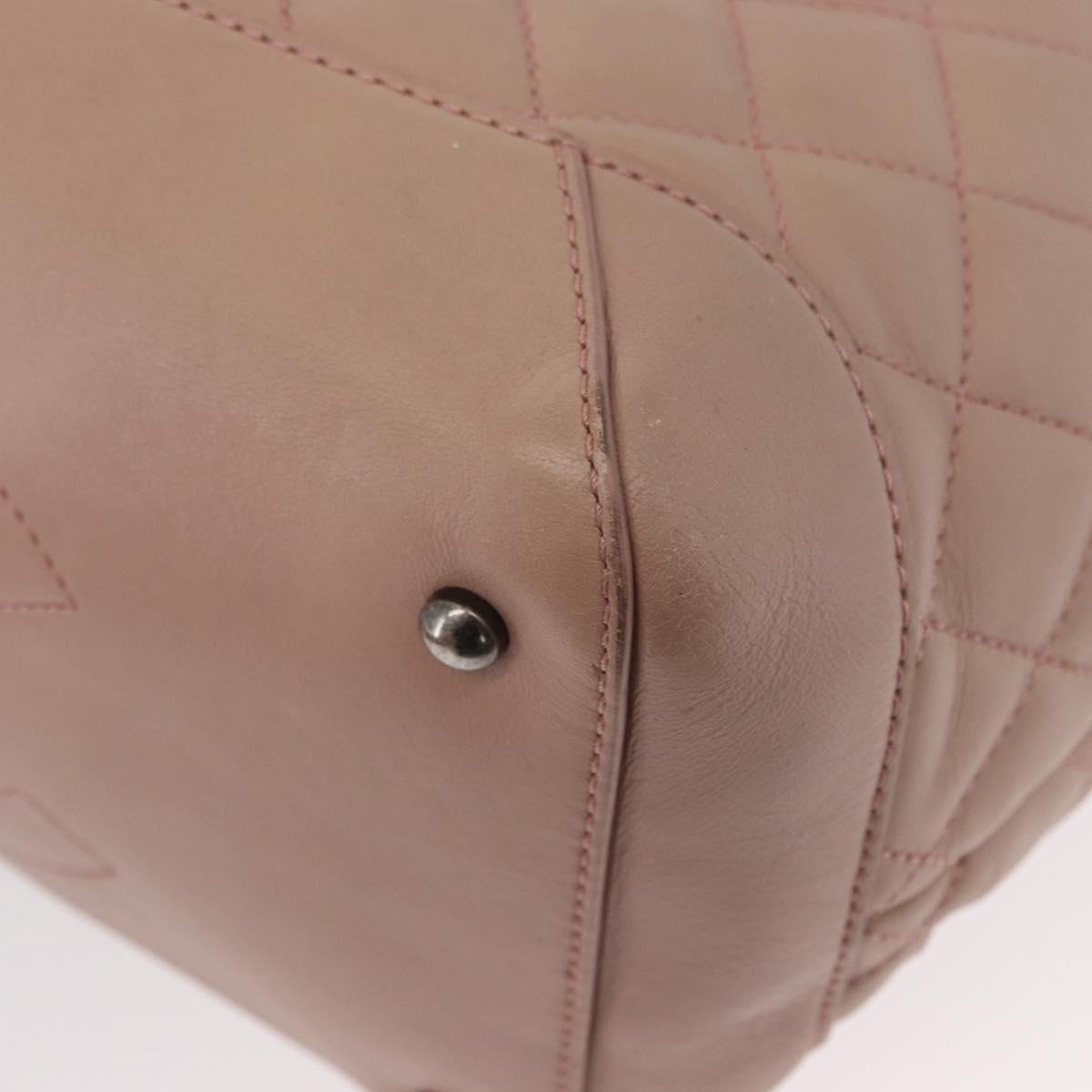 CHANEL Matelasse Tote Bag Leather 2way Pink Silver CC Auth bs31551