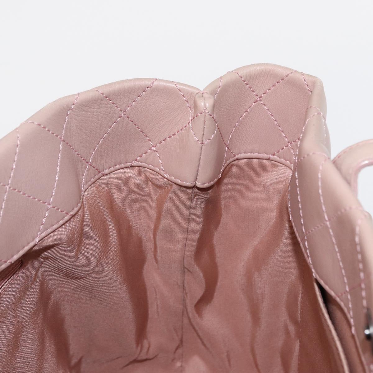 CHANEL Matelasse Tote Bag Leather 2way Pink Silver CC Auth bs31551