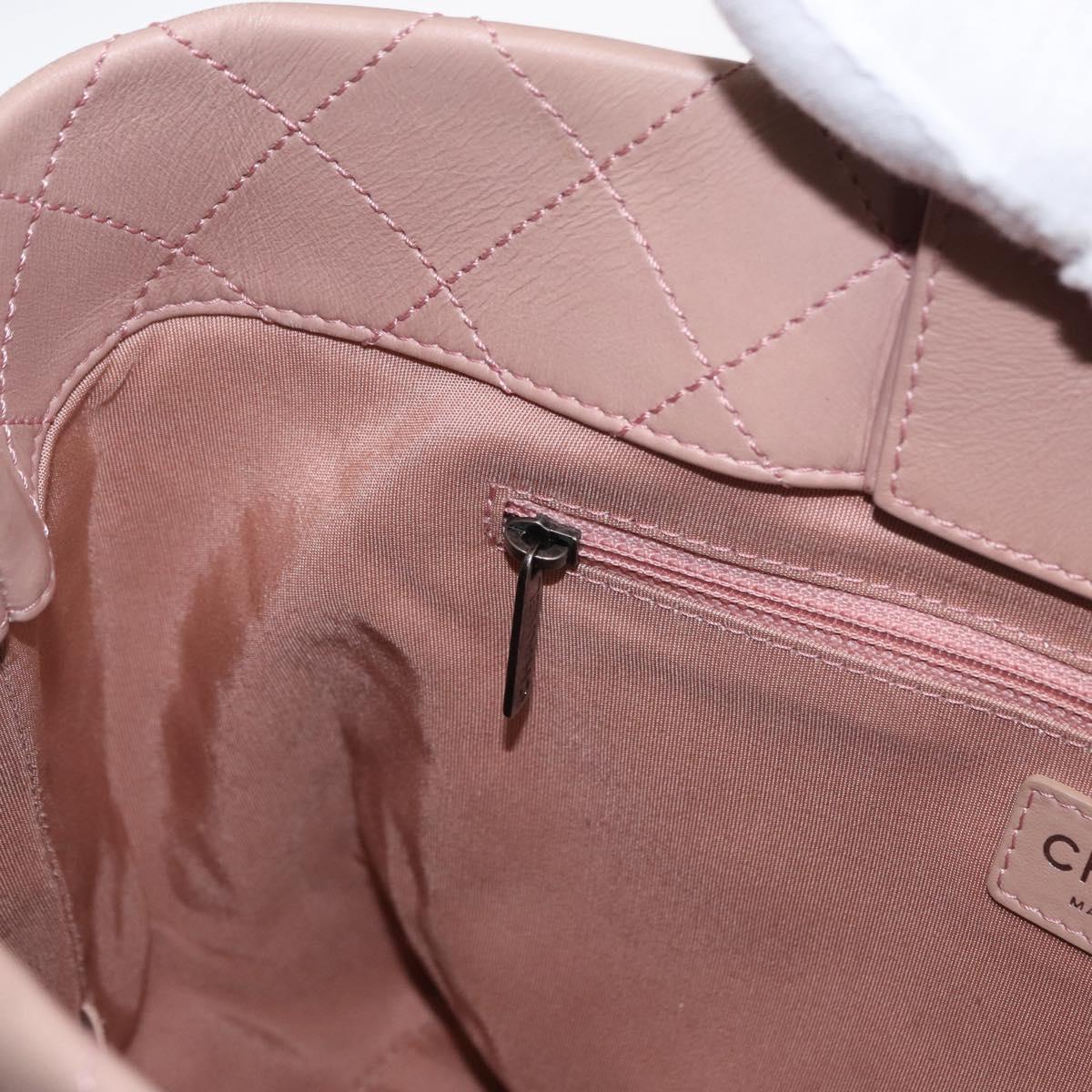 CHANEL Matelasse Tote Bag Leather 2way Pink Silver CC Auth bs31551