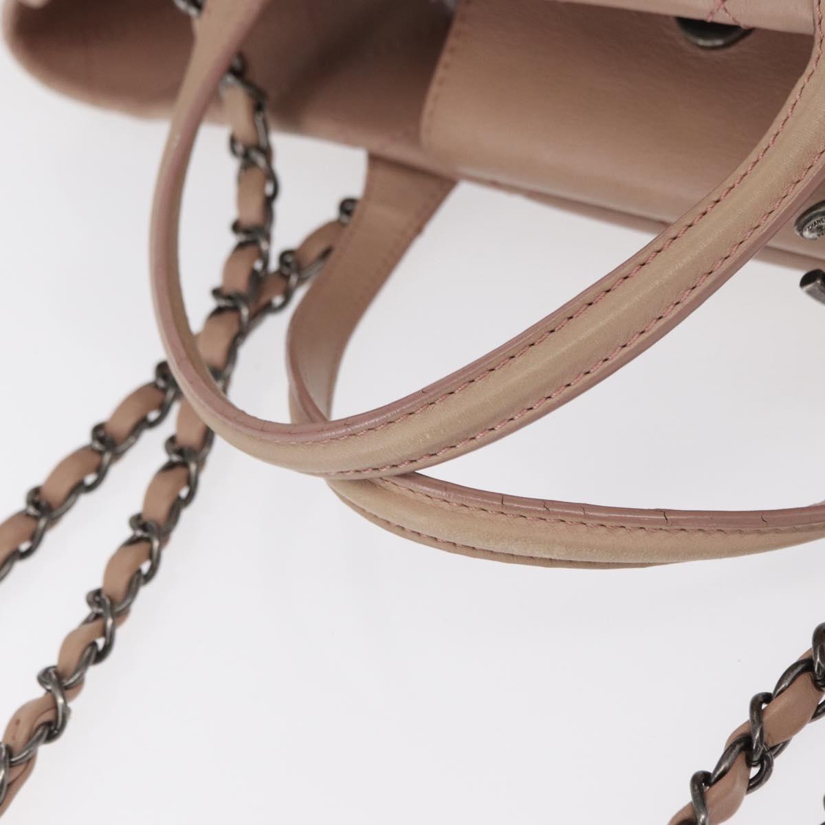 CHANEL Matelasse Tote Bag Leather 2way Pink Silver CC Auth bs31551