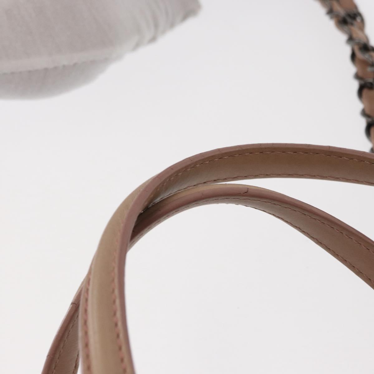 CHANEL Matelasse Tote Bag Leather 2way Pink Silver CC Auth bs31551