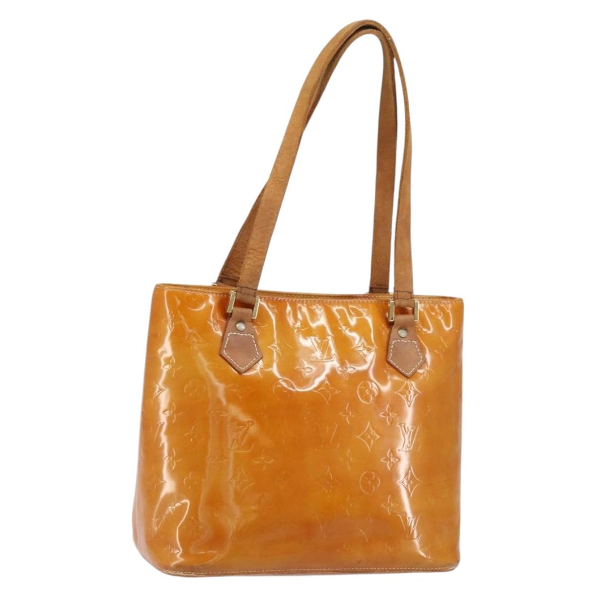 LOUIS VUITTON Monogram Vernis Houston Hand Bag Beige M91004 LV Auth bs31556
