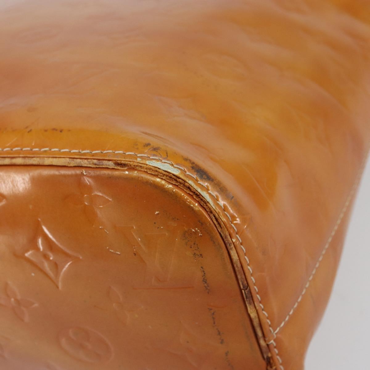 LOUIS VUITTON Monogram Vernis Houston Hand Bag Beige M91004 LV Auth bs31556