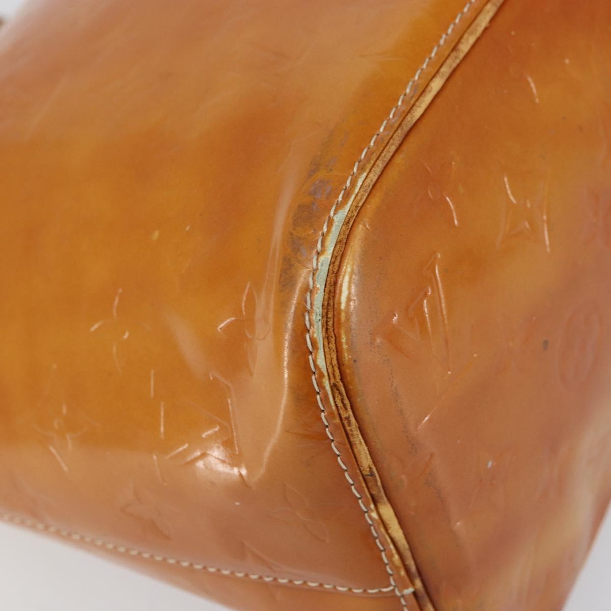 LOUIS VUITTON Monogram Vernis Houston Hand Bag Beige M91004 LV Auth bs31556