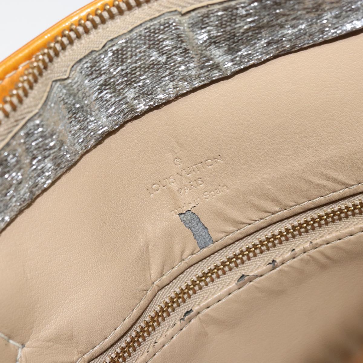 LOUIS VUITTON Monogram Vernis Houston Hand Bag Beige M91004 LV Auth bs31556