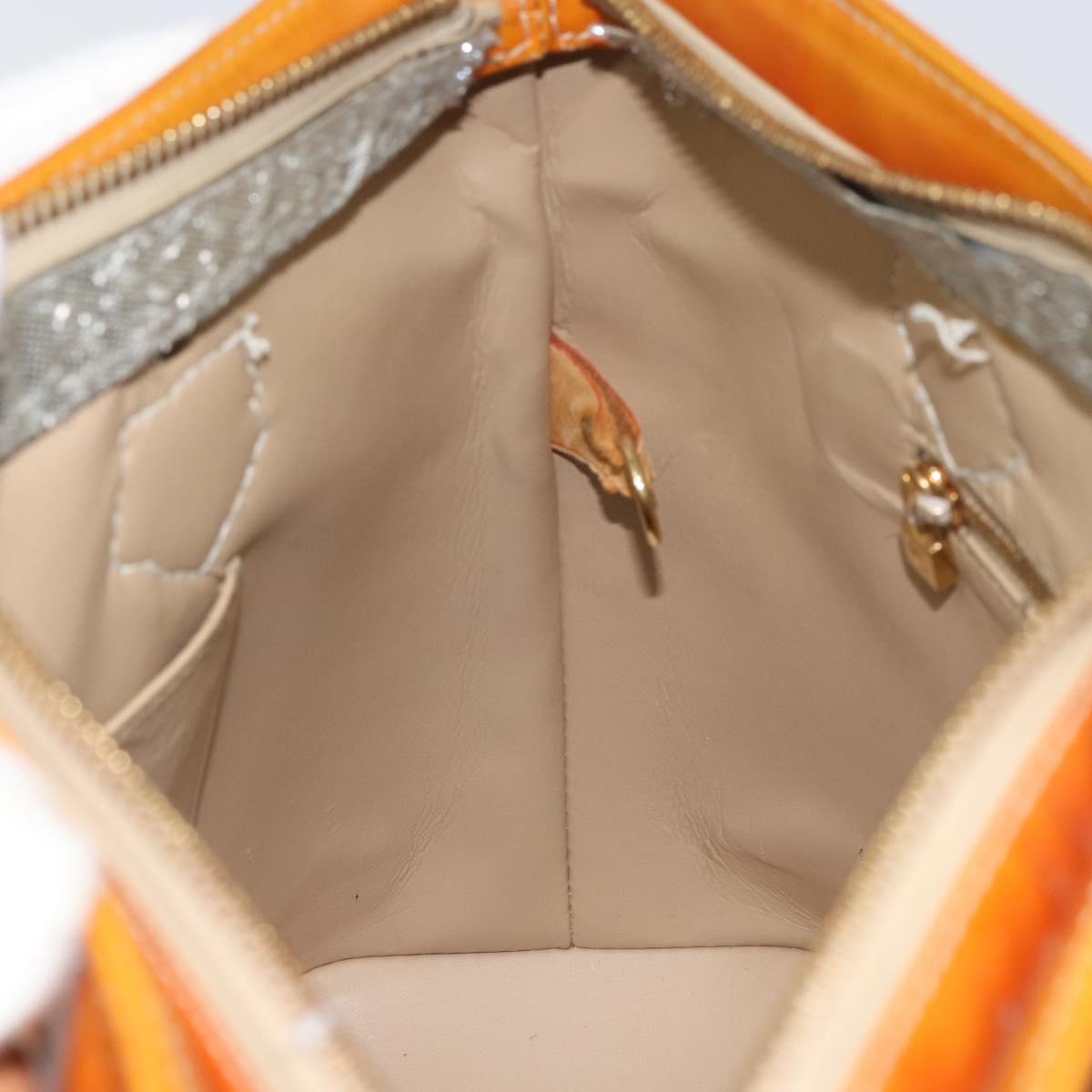 LOUIS VUITTON Monogram Vernis Houston Hand Bag Beige M91004 LV Auth bs31556