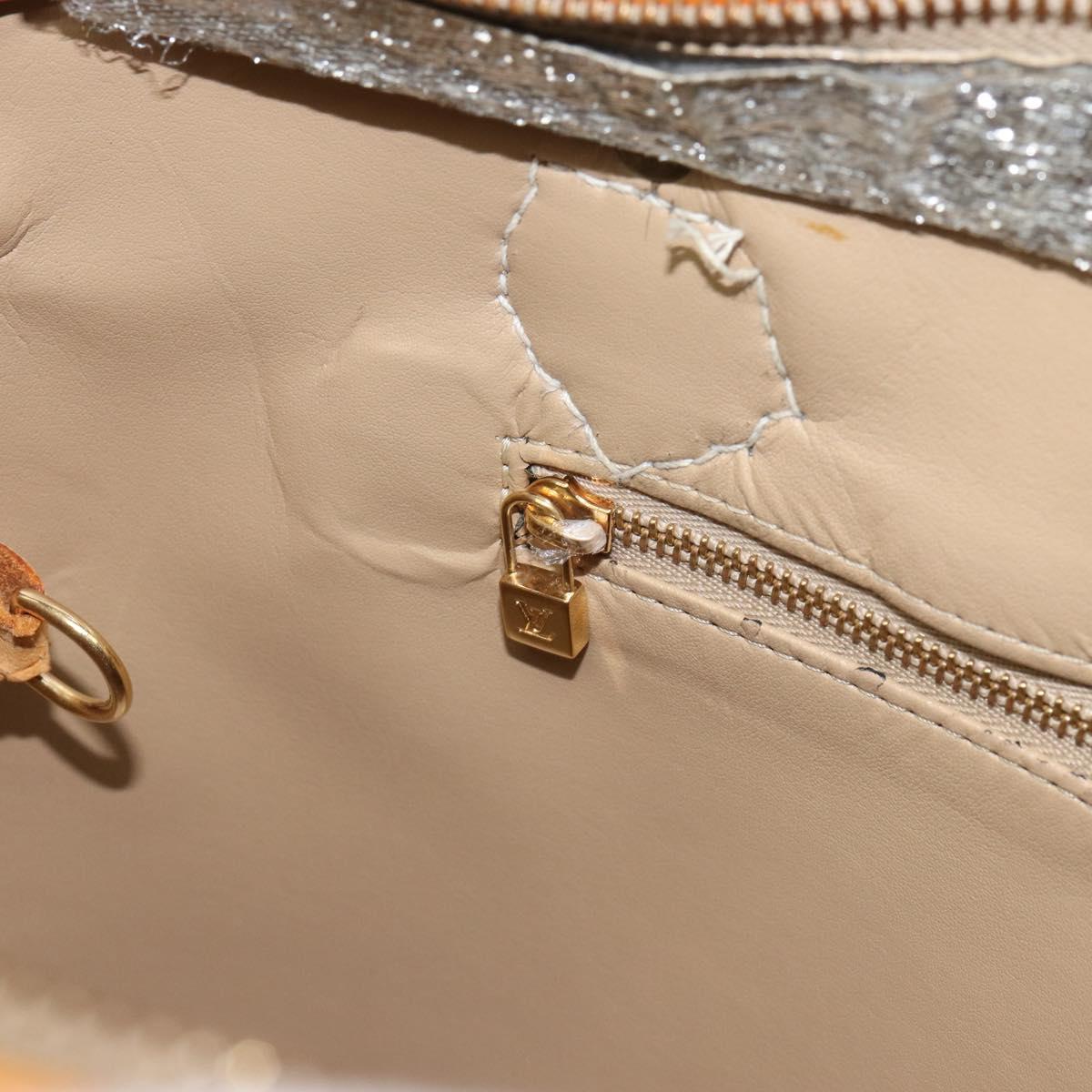 LOUIS VUITTON Monogram Vernis Houston Hand Bag Beige M91004 LV Auth bs31556