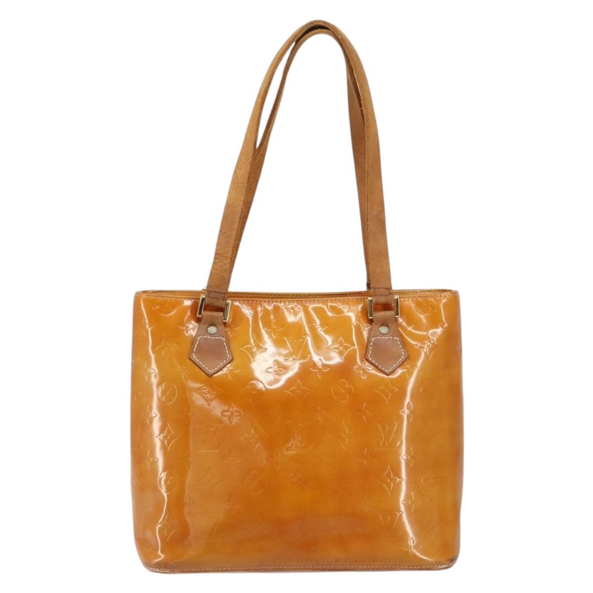 LOUIS VUITTON Monogram Vernis Houston Hand Bag Beige M91004 LV Auth bs31556