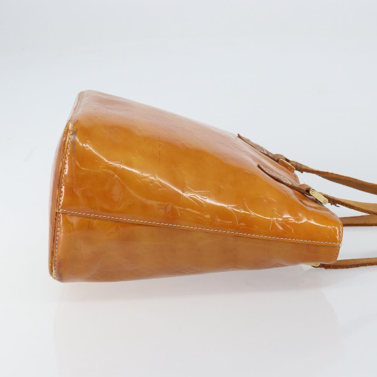 LOUIS VUITTON Monogram Vernis Houston Hand Bag Beige M91004 LV Auth bs31556